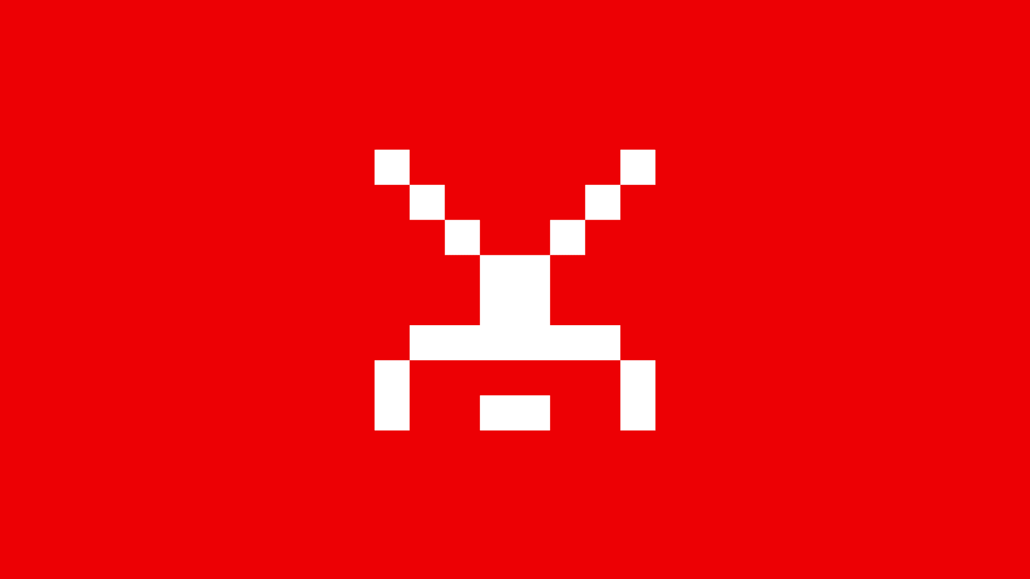 Smallbits pixel character on red background